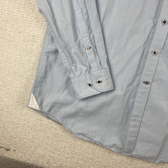 Thomas Pink Shirt Mens Special Edition Long Sleeve Blue Union Jack Logo Size XXL - Picture 7 of 16